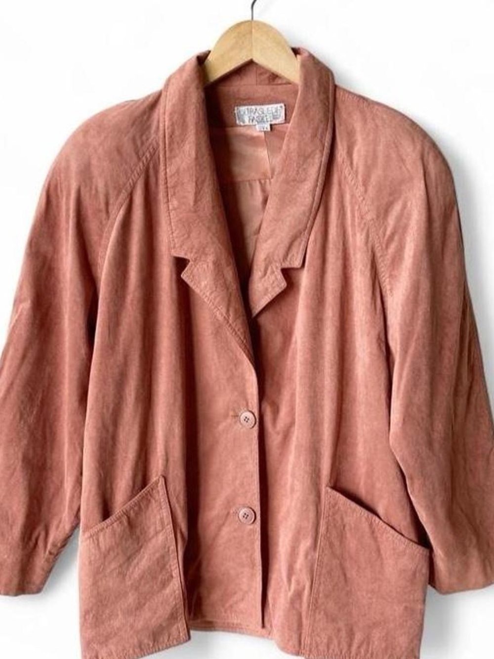 Vintage Women's Dusty Rose Suede Blazer - Relaxed Notch Collar